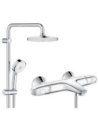 Купить GROHE EUROSMART душевая система с термостатом 34155003 + 27389002 хром верхний душ 2 режим 200 мм купить  в Киеве vannaja.kiev.ua