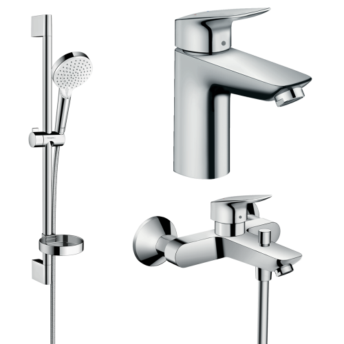 Купити Купити Hansgrohe 1082019 Набір змішувачів для ванни Logis в Києві одноважільний хром 3 в 1 недорого ручний душ 2 режима 100 мм в Києві vannaja.kiev.ua