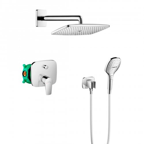 Купити Душова система квадратна Hansgrohe 23376000 прихованого монтажу, Верхній душ квадратної форми Raindance 23376, ручний з функцією Select (27376000+01800180+71745000 +26520000+28276000+26486000) в Києві vannaja.kiev.ua