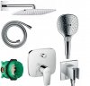 Купити Душова система квадратна Hansgrohe 23376000 прихованого монтажу, Верхній душ квадратної форми Raindance 23376, ручний з функцією Select (27376000+01800180+71745000 +26520000+28276000+26486000) в Києві vannaja.kiev.ua