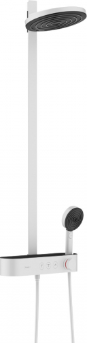 Купить белый матовый душевой система с термостатом Hansgrohe Pulsify S 24241700 Showerpipe 260 2jet EcoSmart ShowerTablet Select 400 в Киеве vannaja.kiev.ua