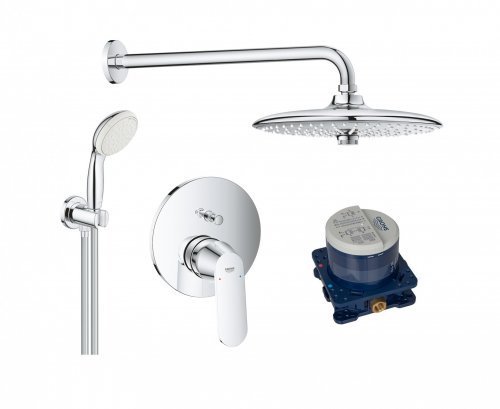 Купити Купити Grohe комплект для душу прихованого монтажу Eurosmart 24045000+26406003+35600000+26458000 одноважільний хром верхній душ 260 мм 3 режими в Києві vannaja.kiev.ua