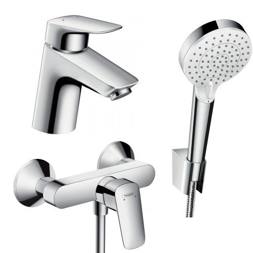 Купити Hansgrohe 71600114 купити Набір змішувачів для ванни 3 в 1 Logis хром одноважільний душовий диск 100 мм 2 режима в Києві vannaja.kiev.ua