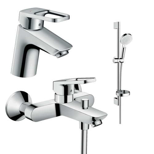 Купить В Киеве купить Набор смесителей однорычажный для ванны 3 в 1 Hansgrohe 1042019 Logis Loop хром душевой диск 100 мм с мыльницей в Киеве vannaja.kiev.ua