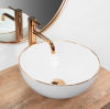 Умивальник (раковина) REA STELLA ROSE GOLD EDGE накладний білий Купити Умивальник (раковина) REA STELLA ROSE GOLD EDGE накладний білий в Києві vannaja.kiev.ua