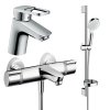 Купить Набор смесителей HANSGROHE Logis Loop 1132019 3 в 1 однорычажный с термостатом хром купить недорого душевая  лейка 100 мм в Киеве vannaja.kiev.ua