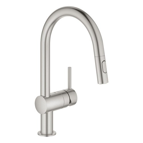 Змішувач для кухні з висувним виливом гнучким Grohe Minta 32321DC2 кольору - нікель Купити Змішувач для кухні з висувним виливом гнучким Grohe Minta 32321DC2 кольору - нікель в Києві vannaja.kiev.ua