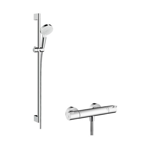 Купить Душевой набор Hansgrohe Crometta Vario 90 и термостат Ecostat 1001CL, белый/хром (27813400) в Киеве vannaja.kiev.ua