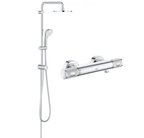 Купити Душова система 34776000 + 27399002 Grohe Tempesta зі змішувачем для душу термостат Grohe Grohtherm 1000 Performance хром купити в Києві vannaja.kiev.ua