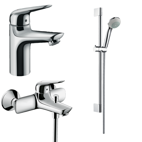 Купить Купить в Киеве Набор смесителей hansgrohe для ванны 3 в 1 Novus 71040112 хром однорычажный душевая лейка 85 мм 2 режима в Киеве vannaja.kiev.ua