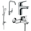 Купити HANSGROHE Набір змішувачів 4 в 1 для ванни Кухонний змішувач з поворотним виливом високий NOVUS 1162019 купити недорого хром одноважільний в Києві vannaja.kiev.ua