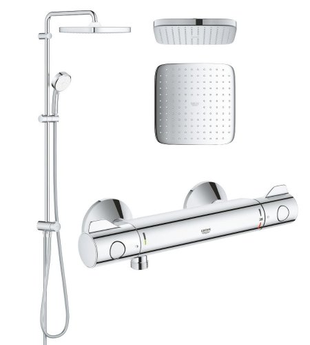 Купить в Киеве 26694000 + 34558000 Душевая система Grohe Tempesta Cosmopolitan System 250 Cube с смесителем для душа термостат Grohe Grohtherm 800 хром Купить Купить в Киеве 26694000 + 34558000 Душевая система Grohe Tempesta Cosmopolitan System 250 Cube с смесителем для душа термостат Grohe Grohtherm 800 хром в Киеве vannaja.kiev.ua