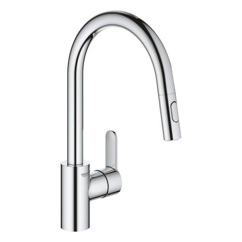 Купити Висувна лійка кухонний кран Grohe 31481001 Eurosmart Cosmopolitan змішувач для кухні з висувним виливом на 2 режима, хромований в Києві vannaja.kiev.ua