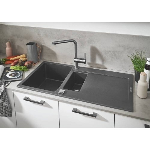 Купити Мийка для кухні 100 см з крилом Grohe 31646AT0 K500 з 1,5 чашею сірий граніт в Києві vannaja.kiev.ua