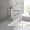 Купить Смеситель для раковины Grohe Lineare 32114001 высокий 32114 размера S с EcoJoy, с выдвижным сливным гарнитуром в умывальнике, хром в Киеве vannaja.kiev.ua
