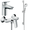 Купить Набор Hansgrohe 10012019 смесителей для душа 3 в 1 Logis хром однорычажный купить в Киеве душевая лейка 100 мм  в Киеве vannaja.kiev.ua