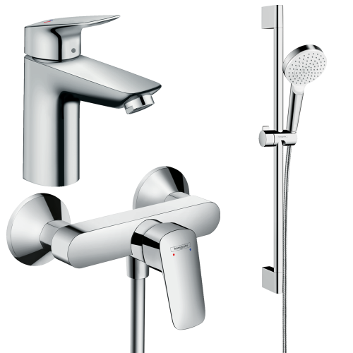 Купить Набор Hansgrohe 10012019 смесителей для душа 3 в 1 Logis хром однорычажный купить в Киеве душевая лейка 100 мм  в Киеве vannaja.kiev.ua