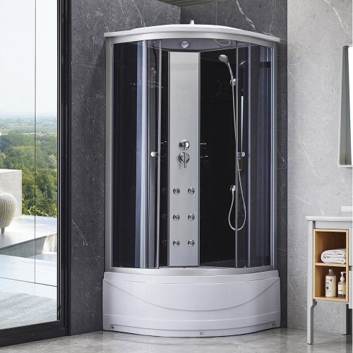 Купить Гидромассажный бокс Lidz Tani SBM90x90.SAT.HIGH.GR, стекло тонированное 4 мм в Киеве vannaja.kiev.ua