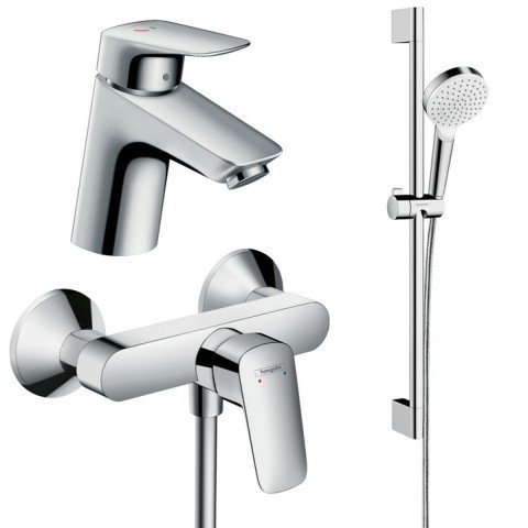 Купить Набор смесителей для душа 3 в 1 hansgrohe Logis 70072019 однорычажный душевая лейка 100 мм хром купить  в Киеве vannaja.kiev.ua