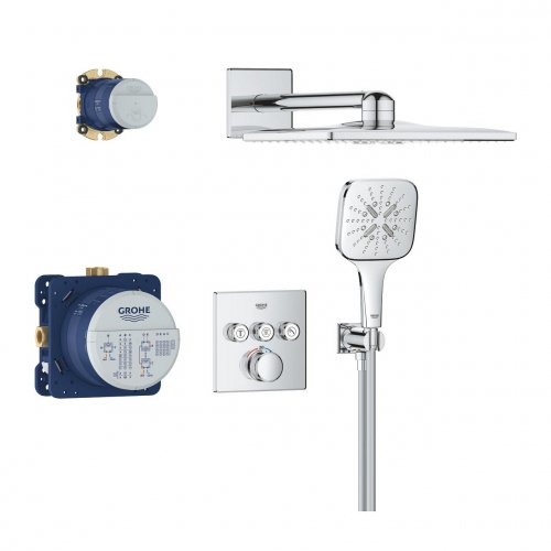 Купить Скрытая душевая система квадрат Grohe 34864000 Grohtherm SmartControl с Rainshower SmartActive 310 Cube 2 режима в Киеве vannaja.kiev.ua