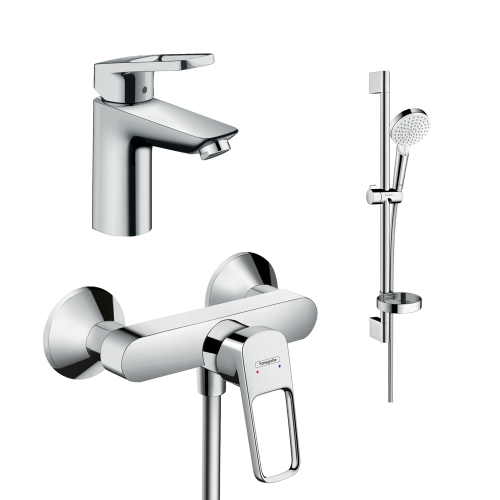 Купить Купить hansgrohe 1072019 Набор смесителей для душа 3 в 1 Logis Loop одноважыльный хром душевая лейка 100 мм 2 режима с мыльницей  в Киеве vannaja.kiev.ua