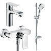 Купити Стильний Набір купити змішувачів для душу 3 в 1 hansgrohe Metris 31680112 душова лійка 120 мм з мильницею 3 режиму одноважільний хром в Києві vannaja.kiev.ua