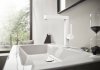 Купити Стильний 76060700 Змішувач для раковини високий Hansgrohe Finoris колір білий матовий з донним клапаном Push Open одноважільний в Києві vannaja.kiev.ua