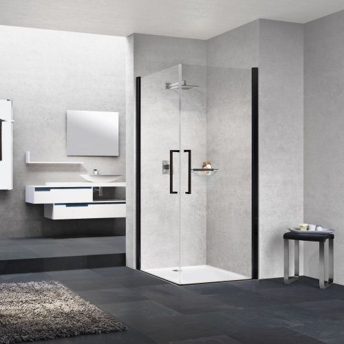 Купить Душевая кабина угловая Novellini Young 2G 2-дверная 90 x 90 стекло Clear профиль черный матовый Y22G89L-1H_Y22G89L-1H купить в Киеве vannaja.kiev.ua