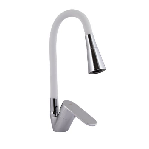 Купить Смеситель для кухни Lidz Tani 008F3 с гибким изливом (k40) LDTAN008F3WCR37037 White / Chrome в Киеве vannaja.kiev.ua