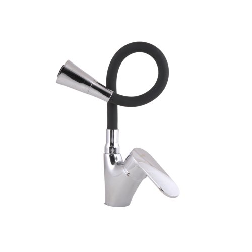 Купить гибкий кран на кухню смеситель черный Lidz Tani 007F3 LDTAN007F3BCR37649 Black/Chrome 2 Режима распылителя в Киеве vannaja.kiev.ua