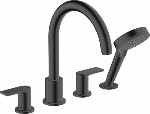 Matt Black двухрычажный 71459670 Смеситель hansgrohe Vernis Shape на борт ванны черный матовый с душевым гарнитуром в Киеве Купить Matt Black двухрычажный 71459670 Смеситель hansgrohe Vernis Shape на борт ванны черный матовый с душевым гарнитуром в Киеве в Киеве vannaja.kiev.ua
