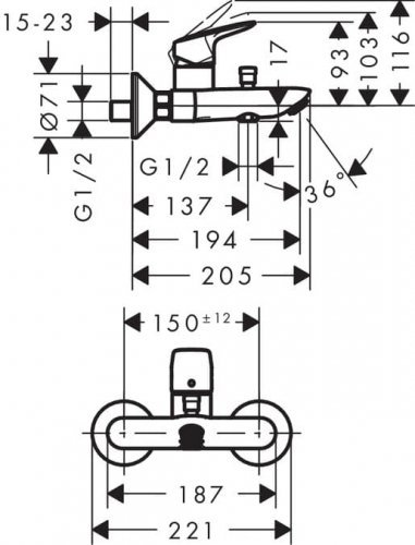 Змішувач Hansgrohe Logis 71401000 крани в ванну Купити Змішувач Hansgrohe Logis 71401000 крани в ванну в Києві vannaja.kiev.ua