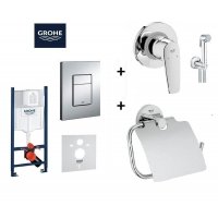 Набор кранов Grohe для ванны, раковины, кухни и душевая стойка UA121640K1 Bau Flow Комплект смесителей для ванны