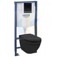 черная матовая Кнопка смыва унитаза Grohe Even 38966KF0 black гроэ эвэн