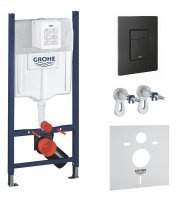 черная матовая Кнопка смыва унитаза Grohe Even 38966KF0 black гроэ эвэн