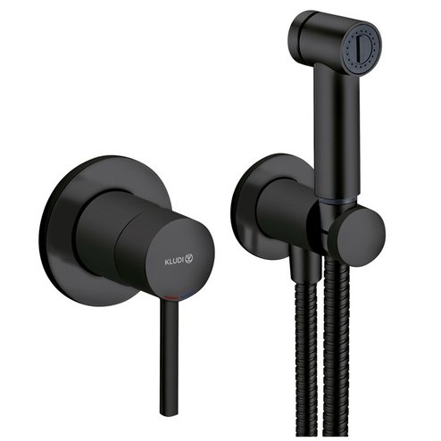 Черный смеситель с гигиеническим душем Kludi 389983976 Bozz готовый комплект матовый цвет Купить Черный смеситель с гигиеническим душем Kludi 389983976 Bozz готовый комплект матовый цвет в Киеве vannaja.kiev.ua