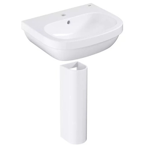 Купить Умывальник подвесной с пьедесталом Grohe Euro Ceramic 55 см, белый (39336000_39202000) в Киеве vannaja.kiev.ua