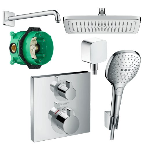 Купити Душова система з термостатом Hansgrohe Croma E хром 23714000 прихованого монтажу верхній душ 280 мм ручний душ 3 режими в Києві vannaja.kiev.ua