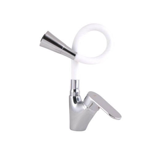 Купить Смесители для кухни с гибким изливом белый Lidz Tani 007F3 LDTAN007F3WCR40423 White / Chrome 2 Режима распылителя в Киеве vannaja.kiev.ua