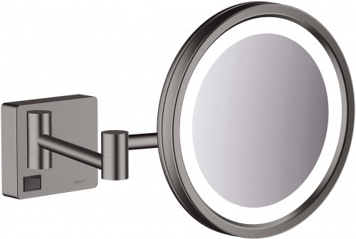 Купить Зеркало с подсветкой макияжное hansgrohe 41790340 косметическое с подсветкой AddStoris черный шлифованный хром в Киеве vannaja.kiev.ua