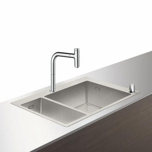 Кухонная мойка Hansgrohe C71-F655-09 Сombi 755x500 на 2 чаши 180/450 со смесителем 2Jet Sbox, Chrome (43206000) Купить Кухонная мойка Hansgrohe C71-F655-09 Сombi 755x500 на 2 чаши 180/450 со смесителем 2Jet Sbox, Chrome (43206000) в Киеве vannaja.kiev.ua