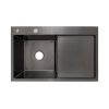 Купить Мойка для кухни толщина 3 мм Lidz Handmade H7849BR крыло справа (LIDZH7849BRPVD3008) Brushed Black PVD в Киеве vannaja.kiev.ua