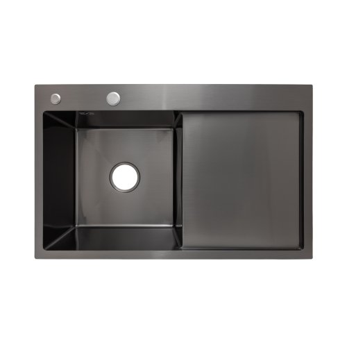 Купить Мойка для кухни толщина 3 мм Lidz Handmade H7849BR крыло справа (LIDZH7849BRPVD3008) Brushed Black PVD в Киеве vannaja.kiev.ua