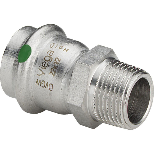 Сполучний елемент Viega Sanpress Inox, d=18 мм, НР=1/2, нержавіюча сталь (436469) Купити Сполучний елемент Viega Sanpress Inox, d=18 мм, НР=1/2, нержавіюча сталь (436469) в Києві vannaja.kiev.ua