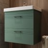 Купити Зелені тумби у ванній кімнаті 60 см з раковиною DEVIT 454060E Urbanis та чорними ручками, смарагдова в Києві vannaja.kiev.ua