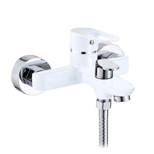 Купить Смеситель для ванны Lidz Latwa 006 (c душевым гарнитуром) (k35) LDLAT006WHI45424 White в Киеве vannaja.kiev.ua