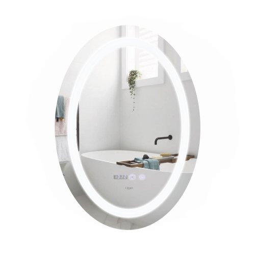 Купить Зеркало Qtap Mideya 500х700 с LED-подсветкой Touch, с антизапотеванием, с часами, диммером, рег. яркости QT2078NCR5070W в Киеве vannaja.kiev.ua