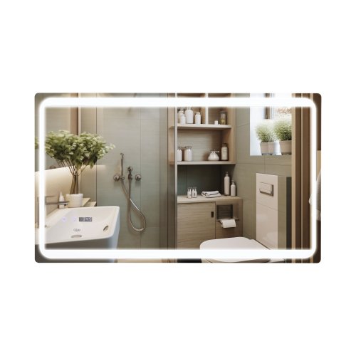 Купить Зеркало Qtap Mideya 1000х600 с LED-подсветкой Touch, с антизапотеванием, с часами, диммером, рег. яркости QT2078NCF10060W в Киеве vannaja.kiev.ua