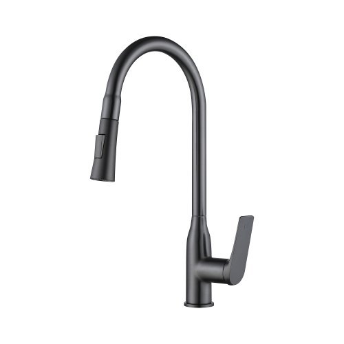 Купить Смеситель для кухни Qtap Vlasta New с выдвижным изливом QTVLA344GMB45647 Gunmetal Black PVD в Киеве vannaja.kiev.ua