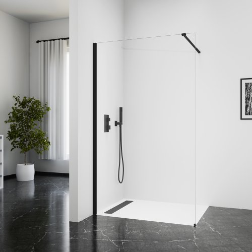 Душевая перегородка Qtap Walk-In Standard BLM201.C8 100х190 см, стекло Clear 8 мм, покрытие CalcLess Купить Душевая перегородка Qtap Walk-In Standard BLM201.C8 100х190 см, стекло Clear 8 мм, покрытие CalcLess в Киеве vannaja.kiev.ua